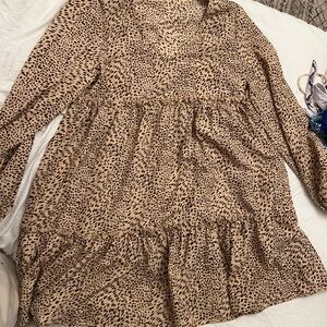 Leopard Print Long Sleeve Dress